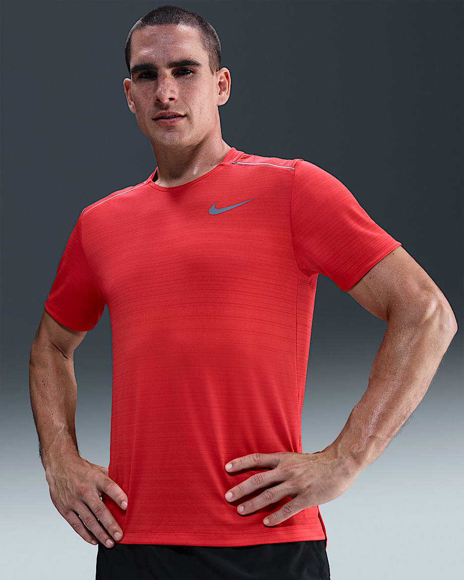 ★Nike★ Dry Fit UV Miler Short Sleeve Running Top M Bright Nike Miler Men's Dri-FIT UV Short-Sleeve Running Top. Nike.com